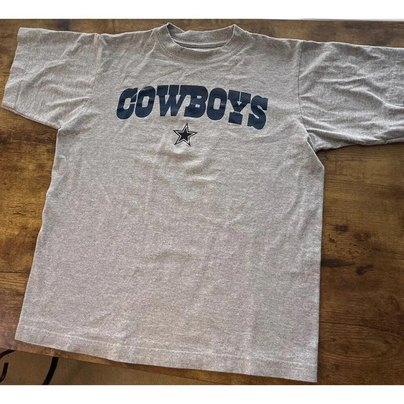 Dallas Cowboys Authentic Youth M (12-14)Logo Gray Tee Short Sleeves - Picture 2 of 6